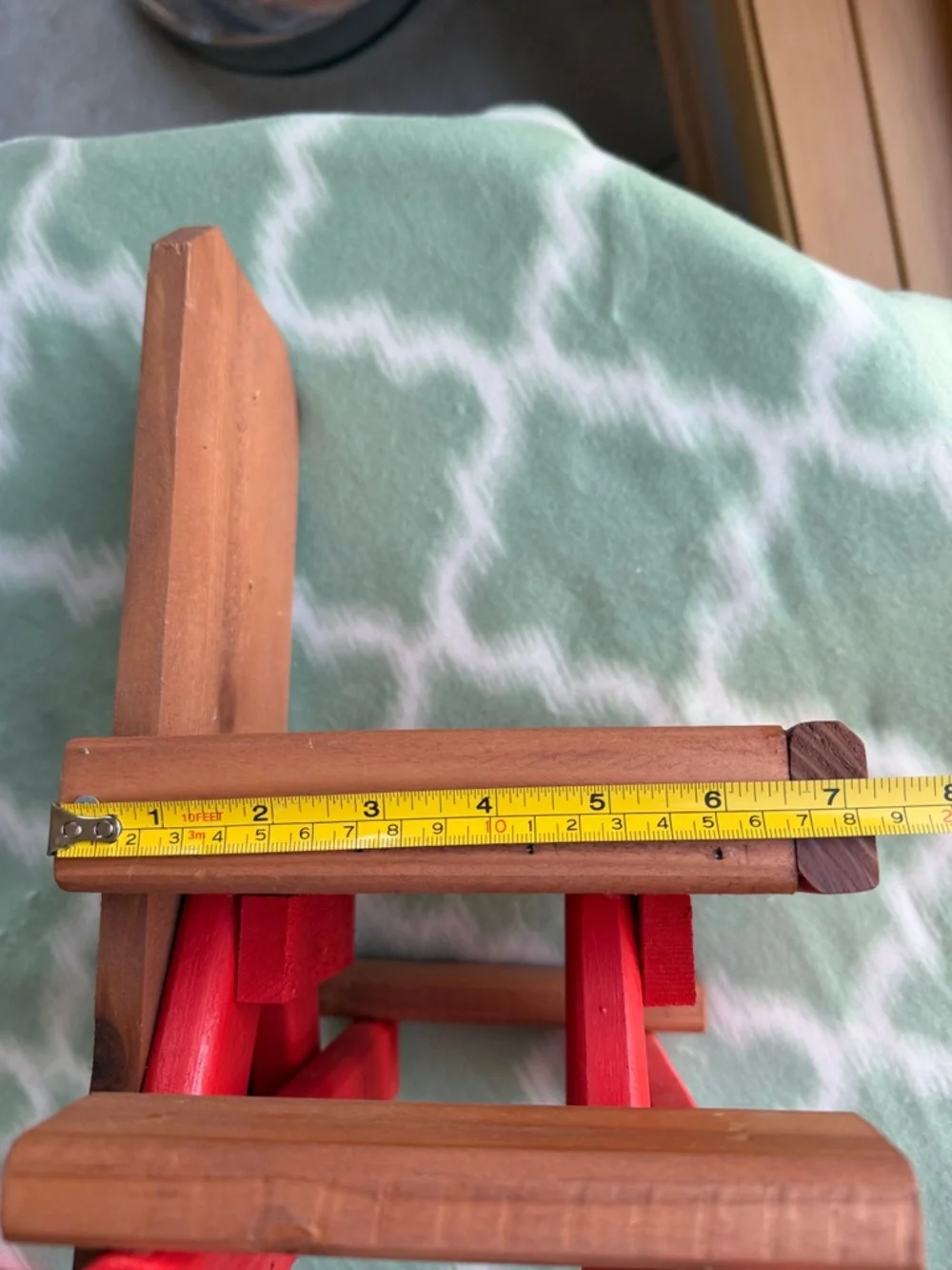NEW bird feeder handmade wooden picnic bench style- Natural Brown & Orange Red